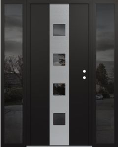 DIAMOND A12 68" X 80" BLACK/BLACK MIRRORED GLASS PANEL STAINLESS STEEL LHI WITH 2 SIDELITES MIRRORED GLASS