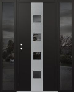 DIAMOND A12 68" X 80" BLACK/BLACK MIRRORED GLASS PANEL STAINLESS STEEL RHI WITH 2 SIDELITES MIRRORED GLASS