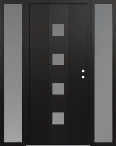 DIAMOND A12 68" X 80" BLACK/WHITE FROSTED GLASS PANEL BLACK LHI WITH 2 SIDELITES FROSTED GLASS