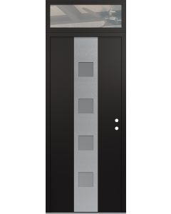 DIAMOND A12 36" X 96" BLACK/WHITE FROSTED GLASS PANEL STAINLESS STEEL LHI WITH TRANSOM CLEAR GLASS