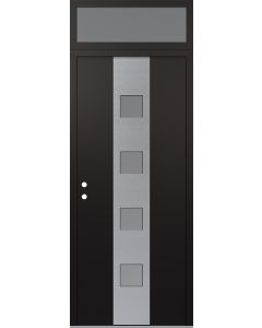 DIAMOND A12 36" X 96" BLACK/WHITE FROSTED GLASS PANEL STAINLESS STEEL RHI WITH TRANSOM FROSTED GLASS
