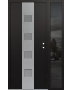 DIAMOND A12 52" X 80" BLACK/WHITE FROSTED GLASS PANEL STAINLESS STEEL LHI WITH SIDELITE MIRRORED GLASS
