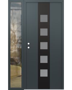 DIAMOND A13 48" X 80" ANTHRACITE/ANTHRACITE FROSTED GLASS PANEL BLACK RHI WITH SIDELITE CLEAR GLASS