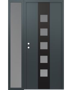 DIAMOND A13 48" X 80" ANTHRACITE/ANTHRACITE FROSTED GLASS PANEL BLACK RHI WITH SIDELITE FROSTED GLASS