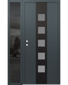 DIAMOND A13 50" X 80" ANTHRACITE/ANTHRACITE FROSTED GLASS PANEL BLACK RHI WITH SIDELITE MIRRORED GLASS