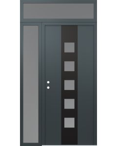 DIAMOND A13 48" X 96" ANTHRACITE/ANTHRACITE FROSTED GLASS PANEL BLACK RHI WITH SIDELITE AND TRANSOM FROSTED GLASS