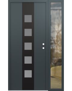 DIAMOND A13 48" X 80" ANTHRACITE/ANTHRACITE FROSTED GLASS PANEL BLACK LHI WITH SIDELITE CLEAR GLASS