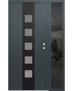 DIAMOND A13 50" X 80" ANTHRACITE/ANTHRACITE FROSTED GLASS PANEL BLACK LHI WITH SIDELITE MIRRORED GLASS