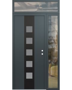 DIAMOND A13 52" X 96" ANTHRACITE/ANTHRACITE FROSTED GLASS PANEL BLACK LHI WITH SIDELITE AND TRANSOM CLEAR GLASS