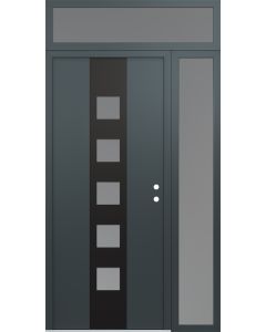 DIAMOND A13 48" X 96" ANTHRACITE/ANTHRACITE FROSTED GLASS PANEL BLACK LHI WITH SIDELITE AND TRANSOM FROSTED GLASS