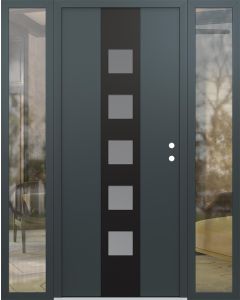 DIAMOND A13 68" X 80" ANTHRACITE/ANTHRACITE FROSTED GLASS PANEL BLACK LHI WITH 2 SIDELITES CLEAR GLASS