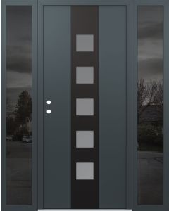 DIAMOND A13 68" X 80" ANTHRACITE/ANTHRACITE FROSTED GLASS PANEL BLACK RHI WITH 2 SIDELITES MIRRORED GLASS