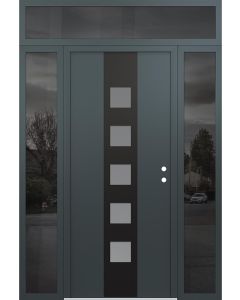 DIAMOND A13 60" X 96" ANTHRACITE/ANTHRACITE FROSTED GLASS PANEL BLACK LHI WITH 2 SIDELITES AND TRANSOM MIRRORED GLASS