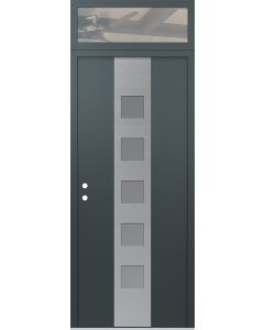 DIAMOND A13 36" X 96" ANTHRACITE/ANTHRACITE FROSTED GLASS PANEL STAINLESS STEEL RHI WITH TRANSOM CLEAR GLASS