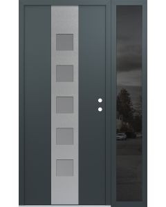 DIAMOND A13 52" X 80" ANTHRACITE/ANTHRACITE FROSTED GLASS PANEL STAINLESS STEEL LHI WITH SIDELITE MIRRORED GLASS