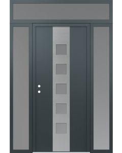 DIAMOND A13 64" X 96" ANTHRACITE/ANTHRACITE FROSTED GLASS PANEL STAINLESS STEEL RHI WITH 2 SIDELITES AND TRANSOM FROSTED GLASS