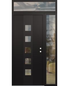 DIAMOND A13 48" X 96" BLACK/BLACK CLEAR GLASS PANEL BLACK LHI WITH SIDELITE AND TRANSOM CLEAR GLASS