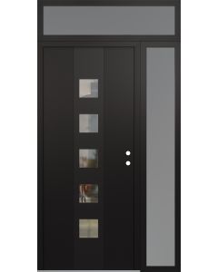 DIAMOND A13 52" X 96" BLACK/BLACK CLEAR GLASS PANEL BLACK LHI WITH SIDELITE AND TRANSOM FROSTED GLASS