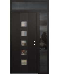 DIAMOND A13 52" X 96" BLACK/BLACK CLEAR GLASS PANEL BLACK LHI WITH SIDELITE AND TRANSOM MIRRORED GLASS