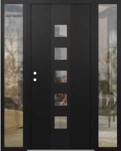 DIAMOND A13 60" X 80" BLACK/BLACK CLEAR GLASS PANEL BLACK RHI WITH 2 SIDELITES CLEAR GLASS