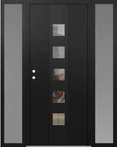 DIAMOND A13 60" X 80" BLACK/BLACK CLEAR GLASS PANEL BLACK RHI WITH 2 SIDELITES FROSTED GLASS