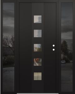 DIAMOND A13 60" X 80" BLACK/BLACK CLEAR GLASS PANEL BLACK LHI WITH 2 SIDELITES MIRRORED GLASS