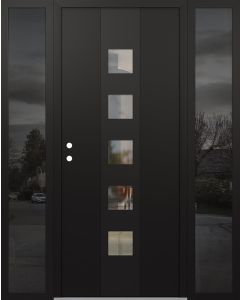 DIAMOND A13 60" X 80" BLACK/BLACK CLEAR GLASS PANEL BLACK RHI WITH 2 SIDELITES MIRRORED GLASS