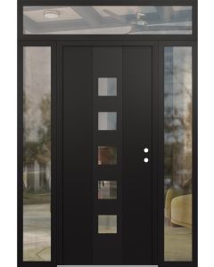 DIAMOND A13 60" X 96" BLACK/BLACK CLEAR GLASS PANEL BLACK LHI WITH 2 SIDELITES AND TRANSOM CLEAR GLASS