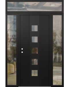 DIAMOND A13 68" X 96" BLACK/BLACK CLEAR GLASS PANEL BLACK RHI WITH 2 SIDELITES AND TRANSOM CLEAR GLASS