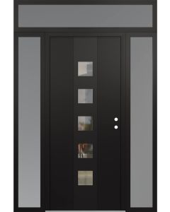 DIAMOND A13 60" X 96" BLACK/BLACK CLEAR GLASS PANEL BLACK LHI WITH 2 SIDELITES AND TRANSOM FROSTED GLASS