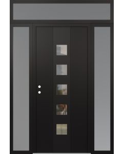 DIAMOND A13 68" X 96" BLACK/BLACK CLEAR GLASS PANEL BLACK RHI WITH 2 SIDELITES AND TRANSOM FROSTED GLASS