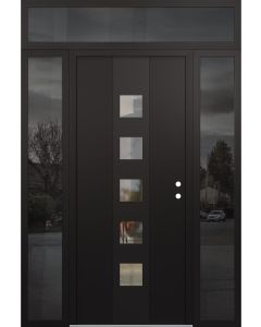 DIAMOND A13 60" X 96" BLACK/BLACK CLEAR GLASS PANEL BLACK LHI WITH 2 SIDELITES AND TRANSOM MIRRORED GLASS