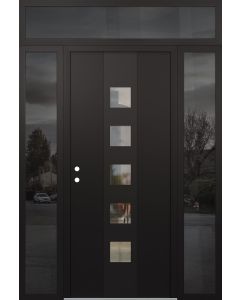 DIAMOND A13 60" X 96" BLACK/BLACK CLEAR GLASS PANEL BLACK RHI WITH 2 SIDELITES AND TRANSOM MIRRORED GLASS