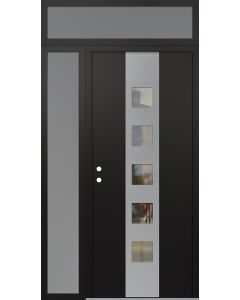 DIAMOND A13 48" X 96" BLACK/BLACK CLEAR GLASS PANEL STAINLESS STEEL RHI WITH SIDELITE AND TRANSOM FROSTED GLASS