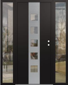 DIAMOND A13 68" X 80" BLACK/BLACK CLEAR GLASS PANEL STAINLESS STEEL LHI WITH 2 SIDELITES CLEAR GLASS
