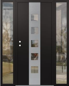 DIAMOND A13 60" X 80" BLACK/BLACK CLEAR GLASS PANEL STAINLESS STEEL RHI WITH 2 SIDELITES CLEAR GLASS