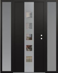 DIAMOND A13 60" X 80" BLACK/BLACK CLEAR GLASS PANEL STAINLESS STEEL LHI WITH 2 SIDELITES FROSTED GLASS