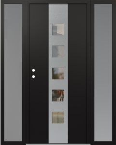 DIAMOND A13 68" X 80" BLACK/BLACK CLEAR GLASS PANEL STAINLESS STEEL RHI WITH 2 SIDELITES FROSTED GLASS