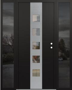 DIAMOND A13 60" X 80" BLACK/BLACK CLEAR GLASS PANEL STAINLESS STEEL LHI WITH 2 SIDELITES MIRRORED GLASS
