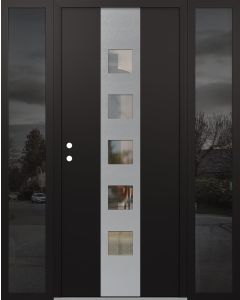 DIAMOND A13 68" X 80" BLACK/BLACK CLEAR GLASS PANEL STAINLESS STEEL RHI WITH 2 SIDELITES MIRRORED GLASS