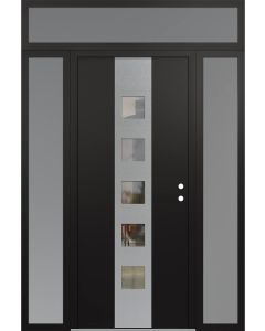 DIAMOND A13 60" X 96" BLACK/BLACK CLEAR GLASS PANEL STAINLESS STEEL LHI WITH 2 SIDELITES AND TRANSOM FROSTED GLASS
