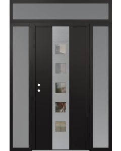 DIAMOND A13 60" X 96" BLACK/BLACK CLEAR GLASS PANEL STAINLESS STEEL RHI WITH 2 SIDELITES AND TRANSOM FROSTED GLASS