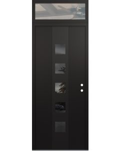 DIAMOND A13 36" X 96" BLACK/BLACK MIRRORED GLASS PANEL BLACK LHI WITH TRANSOM CLEAR GLASS