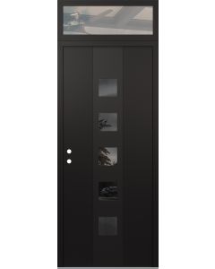 DIAMOND A13 36" X 96" BLACK/BLACK MIRRORED GLASS PANEL BLACK RHI WITH TRANSOM CLEAR GLASS
