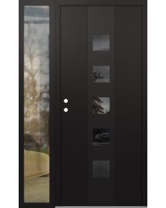 DIAMOND A13 50" X 80" BLACK/BLACK MIRRORED GLASS PANEL BLACK RHI WITH SIDELITE CLEAR GLASS