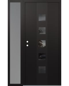 DIAMOND A13 48" X 80" BLACK/BLACK MIRRORED GLASS PANEL BLACK RHI WITH SIDELITE FROSTED GLASS