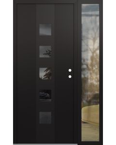 DIAMOND A13 50" X 80" BLACK/BLACK MIRRORED GLASS PANEL BLACK LHI WITH SIDELITE CLEAR GLASS
