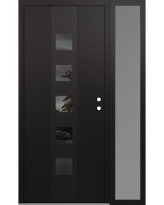 DIAMOND A13 48" X 80" BLACK/BLACK MIRRORED GLASS PANEL BLACK LHI WITH SIDELITE FROSTED GLASS