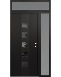 DIAMOND A13 52" X 96" BLACK/BLACK MIRRORED GLASS PANEL BLACK LHI WITH SIDELITE AND TRANSOM FROSTED GLASS