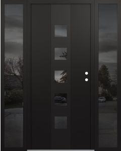 DIAMOND A13 60" X 80" BLACK/BLACK MIRRORED GLASS PANEL BLACK LHI WITH 2 SIDELITES MIRRORED GLASS